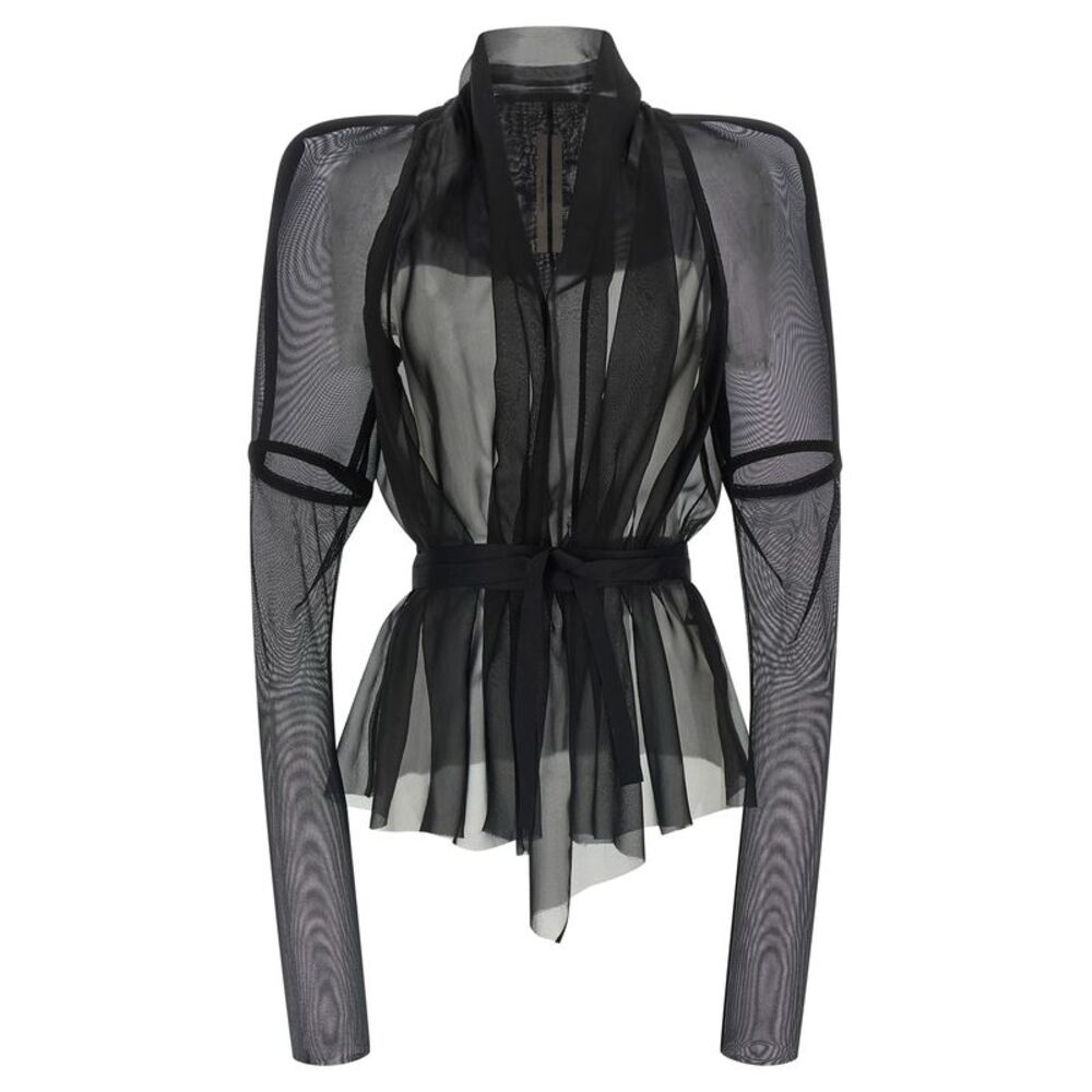 Rick Owens Black Silk Full-Length Women's Jacket